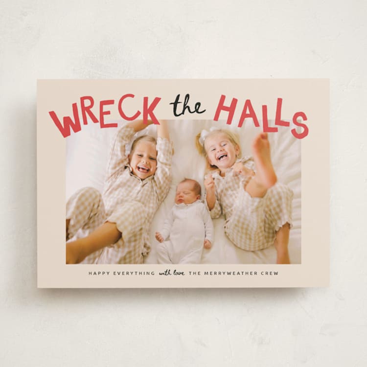 "wreck the halls with boughs of jolly" - Holiday Cards in Holly by Kamala Nahas - Front
