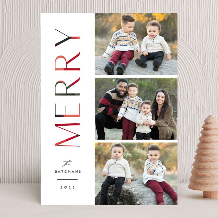 "Merry Brightly" - Holiday Cards in Peppermint by Jen Banks - Front