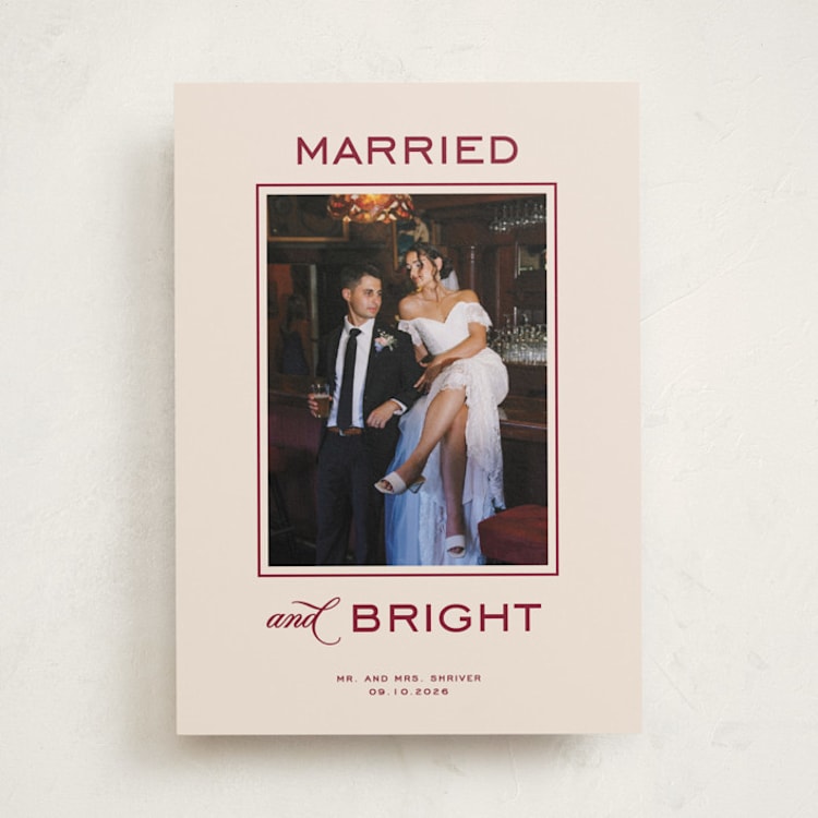 "Married and Bright" - Holiday Cards in Eggnog by Creo Study - Front