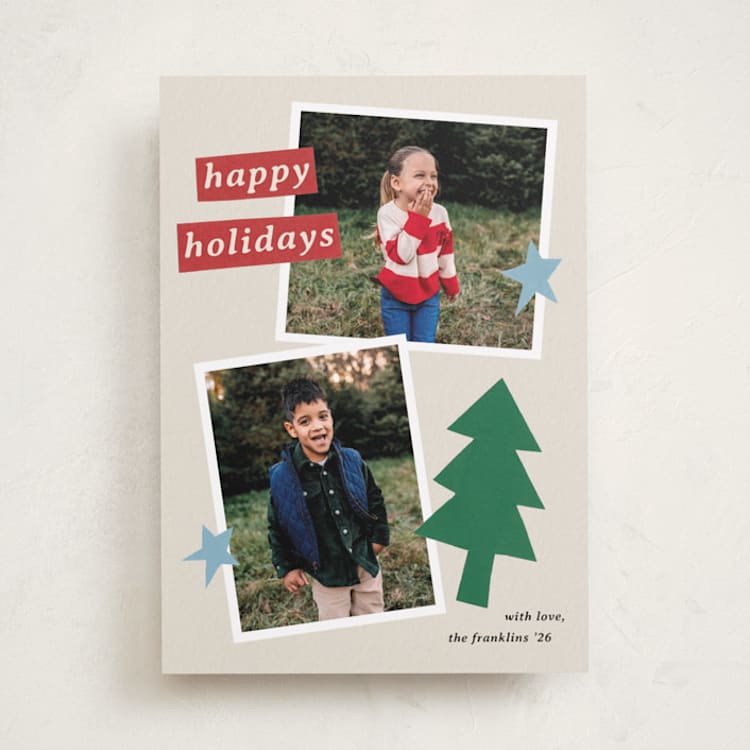 "Paper Cut Cheer" - Holiday Cards in Juniper by Kercia Jane - Front
