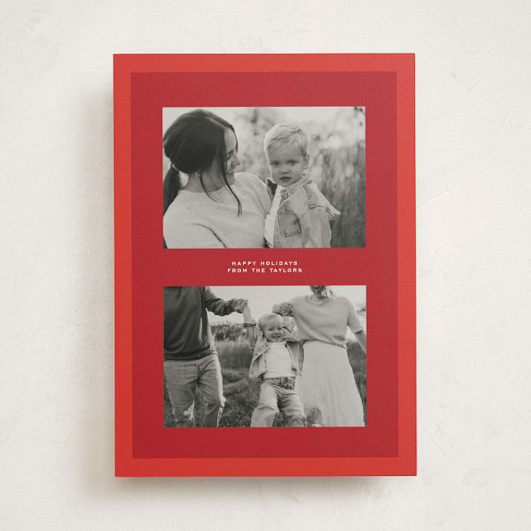 "Modern Mat" - Holiday Cards in Poinsettia by Ekko Studio - Front