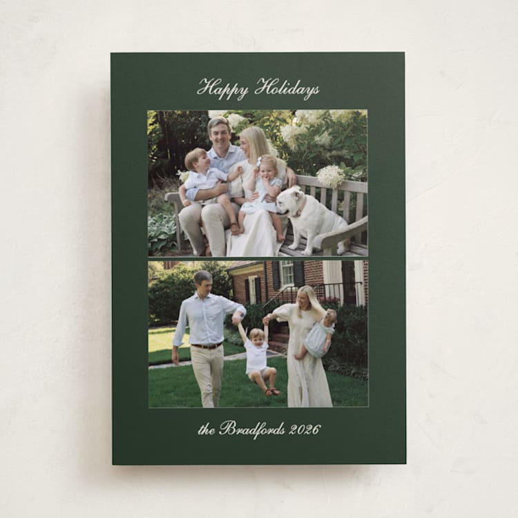 "Duo Script" - Holiday Cards in Evergreen by Nicole Walsh - Front
