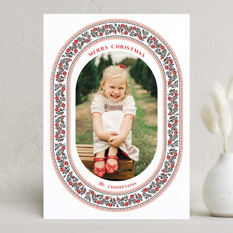 "Ukrainian Embroidery" - Holiday Cards in Poinsettia by Sherley Ferreira - Front