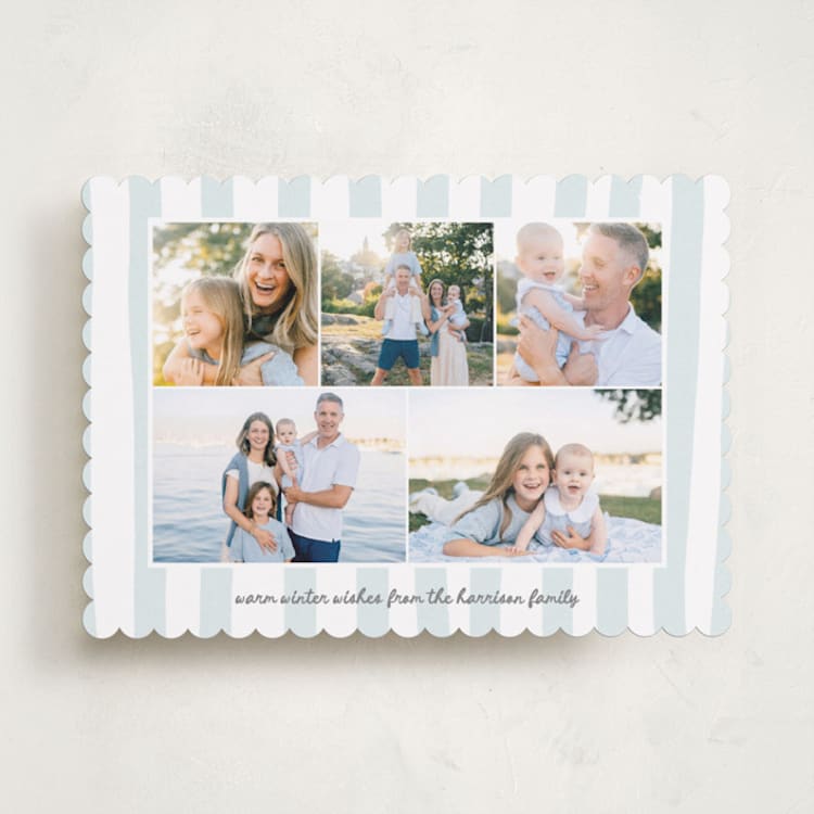 "Watercolor Stripes" - Holiday Cards in Winter Sky by Lindsay Megahed - Front