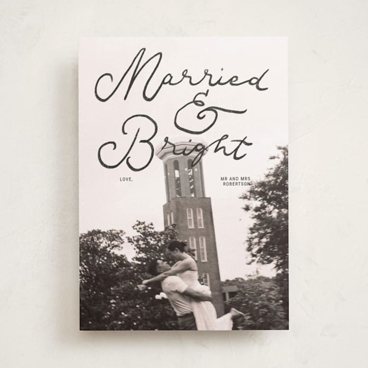 "Married & Bright" - Holiday Cards in Moon Rock by Abbigail Lim - Front