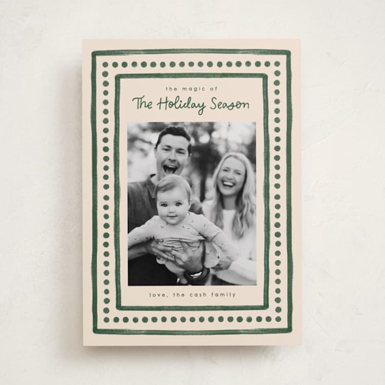 "Textiles" - Holiday Cards in Evergreen by Megan Cash - Front
