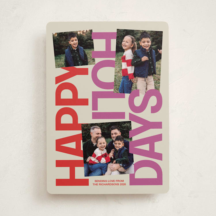 "Cheer Loud" - Holiday Cards in Berry by Inkblot Design - Front