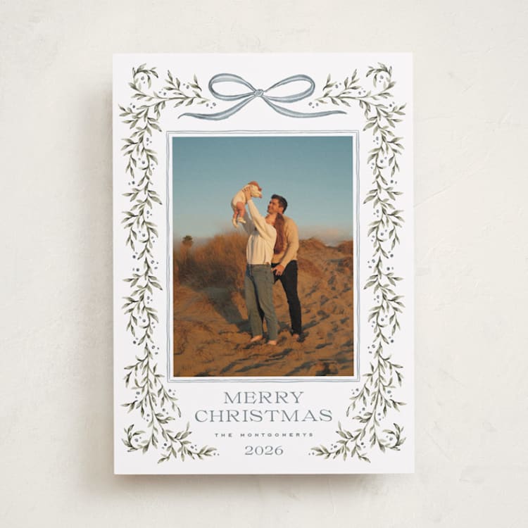 "Laurel Wreath" - Holiday Cards in Juniper by Wildfield Paper Co - Front