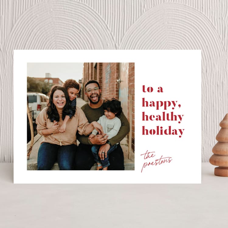 "Happy Healthy" - Holiday Cards in Wine by Genna Blackburn - Front