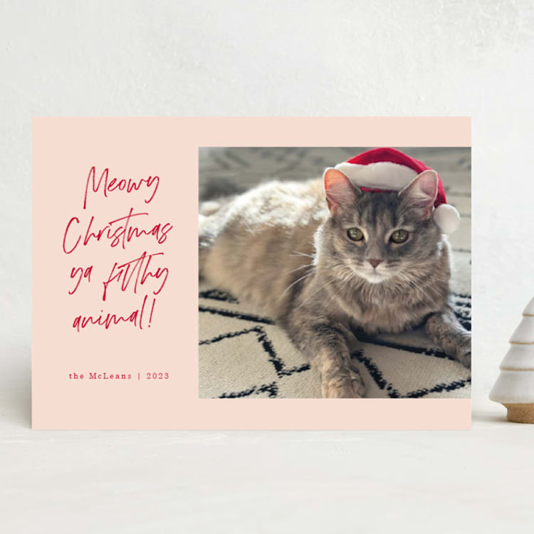 "Meowy Christmas" - Holiday Cards in Rose Cheeks by Lisa McLean - Front