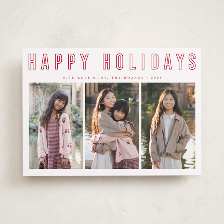 "Triple Happiness" - Holiday Cards in Candied Apple by Juliana Zimmermann - Front
