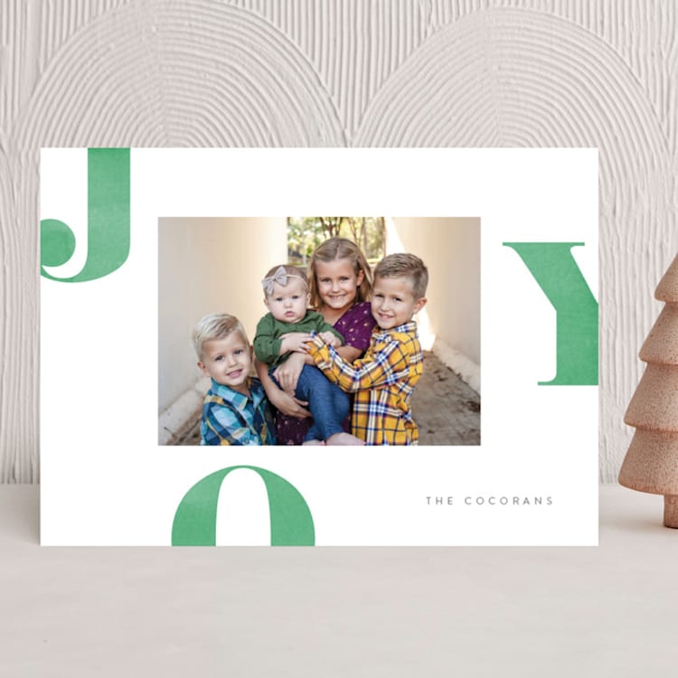 "Letters of Joy" - Holiday Cards in Spruce by Jessica Maslyn - Front