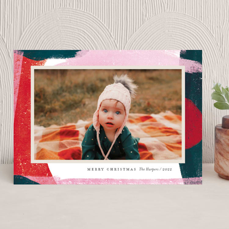 "Paint Roll" - Holiday Cards in Holly Berry by Kelly Nasuta - Front