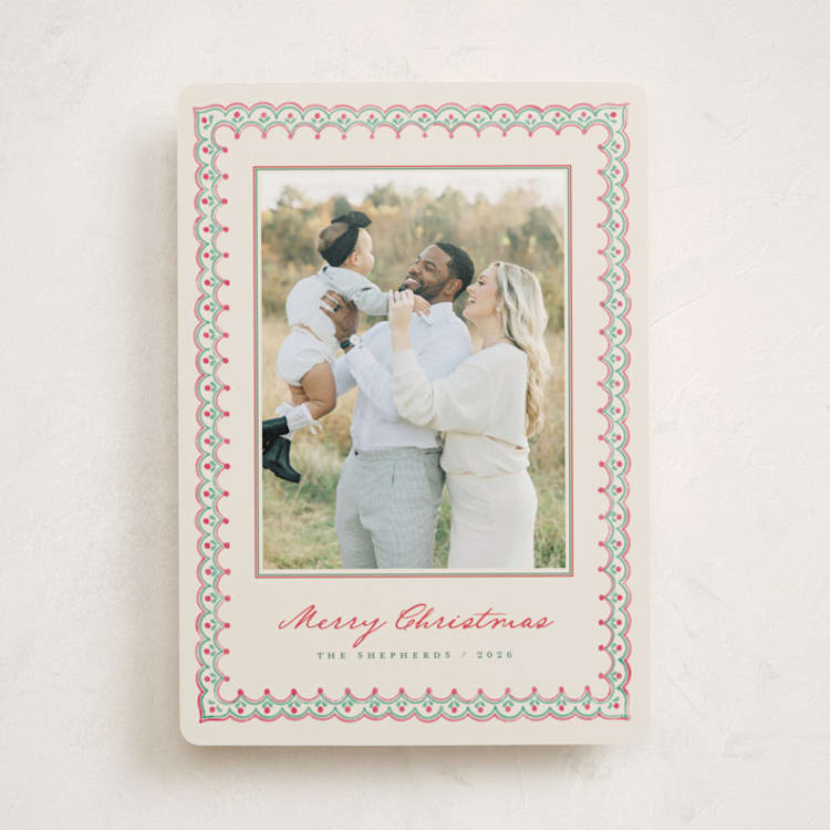 "Scallop Trim" - Holiday Cards in Wreath by letterfix - Front