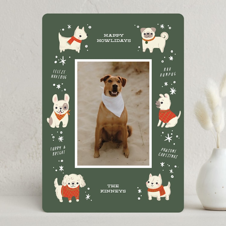 "Dog Days of Christmas" - Holiday Cards in Sage by Itsy Belle Studio - Front