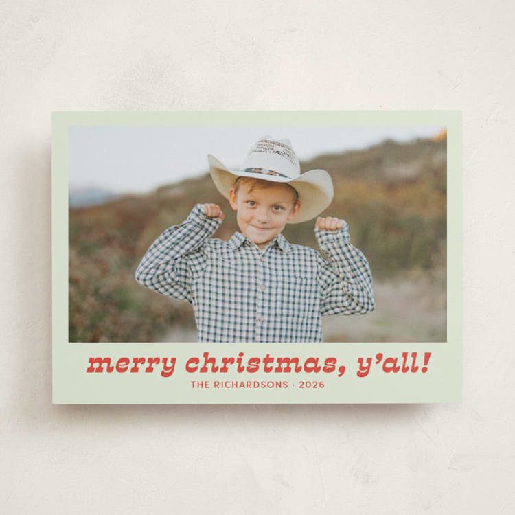 "Pecos" - Holiday Cards in Succulent by Megan Davis - Front