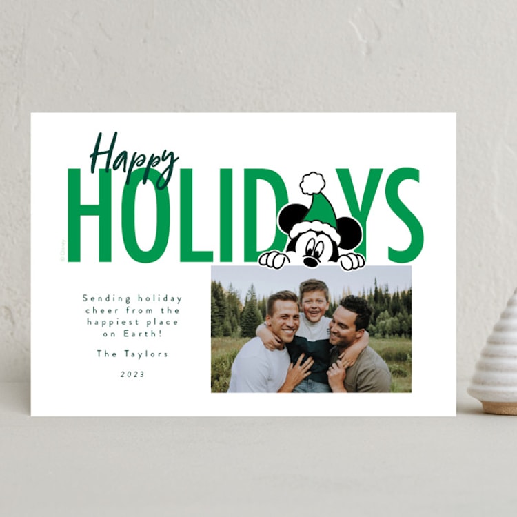 "Disney's Mickey Mouse Birthday Fun" - Holiday Cards in Christmas Tree by Julee London - Front