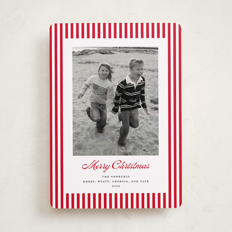 "Mini Cabana Stripes" - Holiday Cards in Candy Cane by Erika Firm - Front