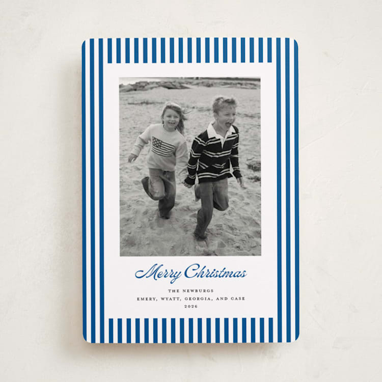 "Mini Cabana Stripes" - Holiday Cards in Ocean by Erika Firm - Front