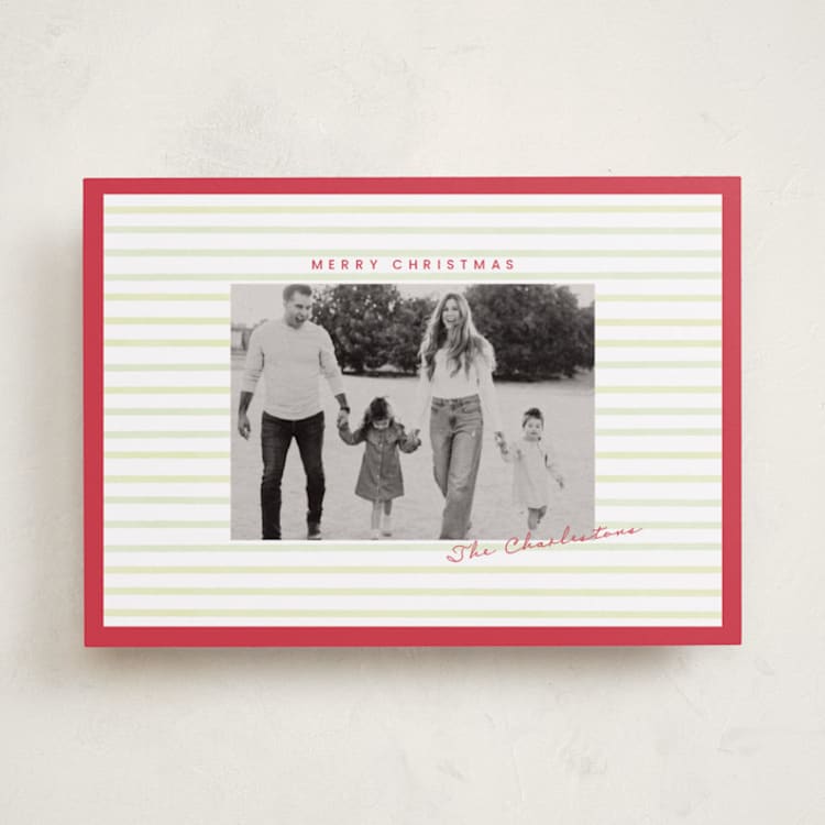 "Framed in Stripes" - Holiday Cards in Holly by Mandy Lee - Front