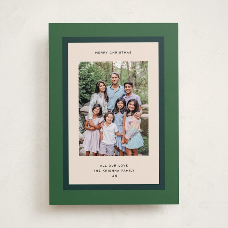 "Classic Wrap" - Holiday Cards in Evergreen by Annie Clark - Front
