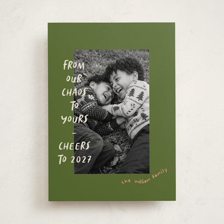 "Happy Chaos" - Holiday Cards in Sagewood by Vera Lim - Front
