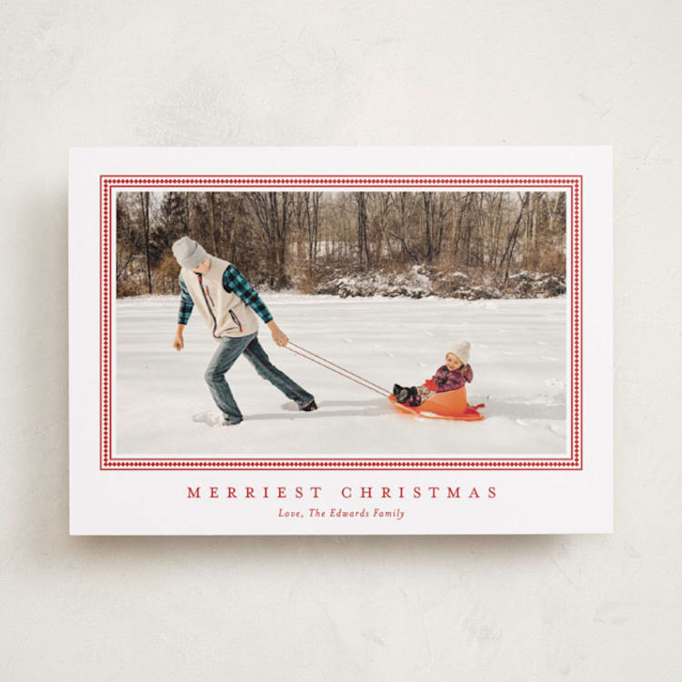 "Tailored Chic Frame" - Holiday Cards in Cherry by Carolyn MacLaren - Front