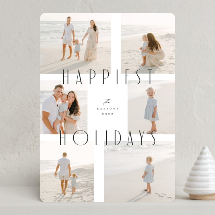 "Holiday Grid" - Holiday Cards in Coal by Sandra Picco Design - Front