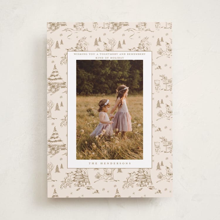 "Disney's Holiday Pooh" - Holiday Cards in Caramel by Teju Reval - Front