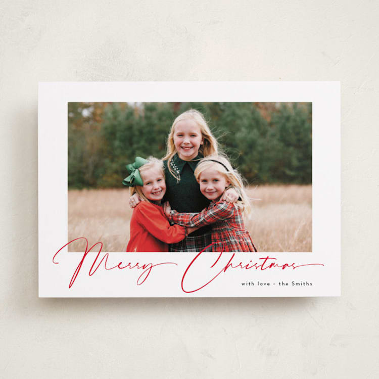 "Joyeux Noel" - Holiday Cards in Pomegranate by Benita Crandall - Front
