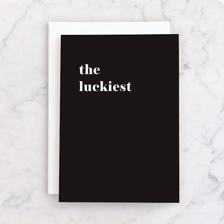 "The very luckiest" - Single Greeting Cards in Charcoal by Amy Kross - Front