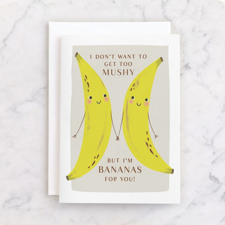 "not too mushy" - Single Greeting Cards in Banana by Karidy Walker - Front