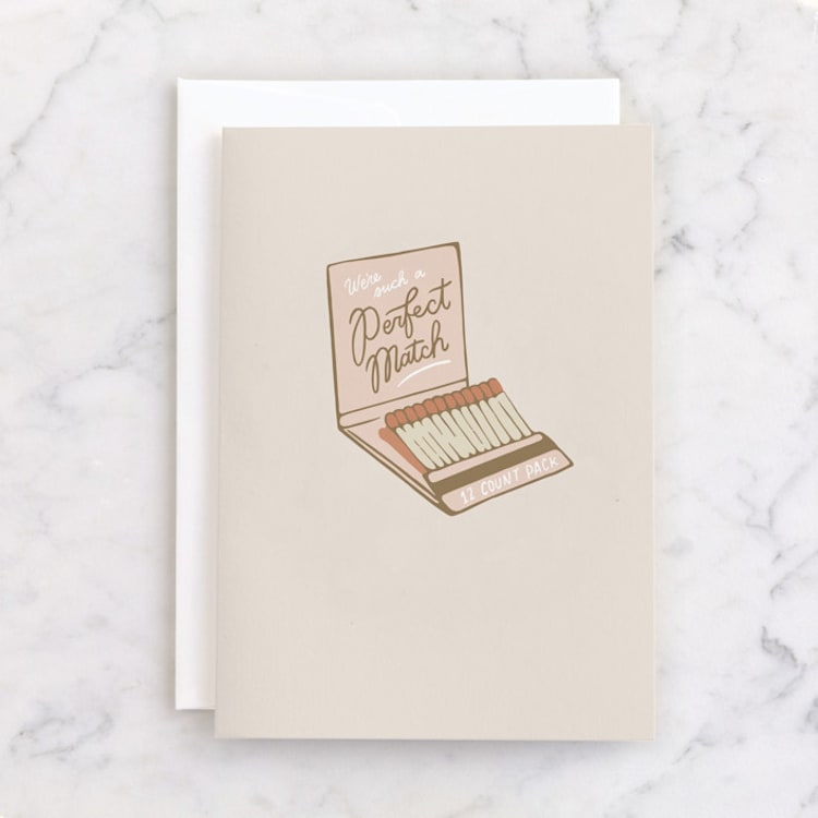 "Perfect Match Box" - Single Greeting Cards in Seashell by Darby McGuire - Front
