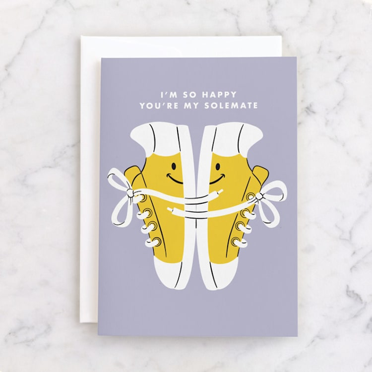 "Solemates" - Single Greeting Cards in Lavender by mo kelley - Front