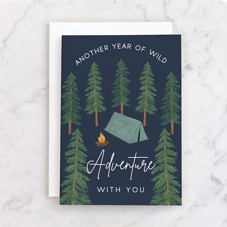"Adventure" - Single Greeting Cards in Midnight by Elly - Front