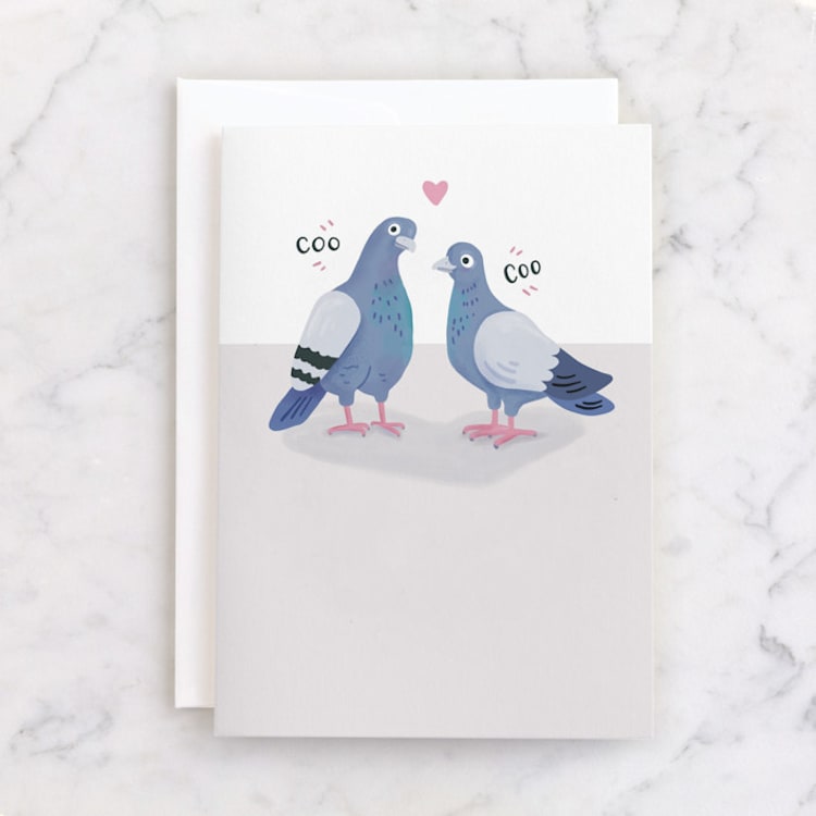 "City Love Birds" - Single Greeting Cards in Bluebird by Dawn Pope - Front