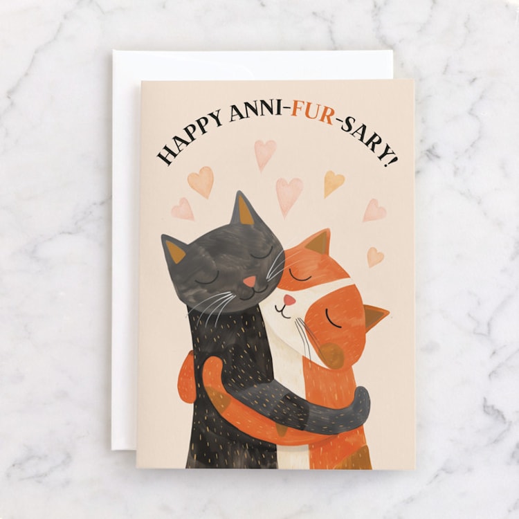 "Furry" - Single Greeting Cards in Sand by Tatjana Koraksic - Front