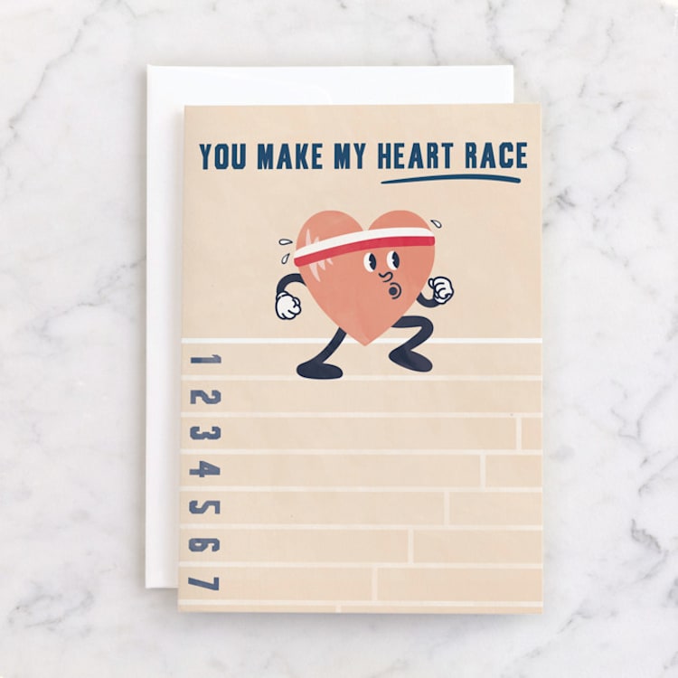 "Keep On Racing" - Single Greeting Cards in Ivory by Hannah Bowman - Front