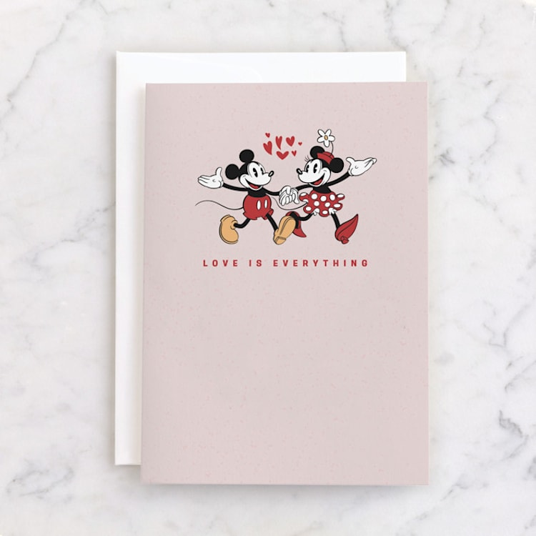 "Disney's Mickey and Minnie" - Single Greeting Cards in Rose Quartz by Sherley Ferreira - Front