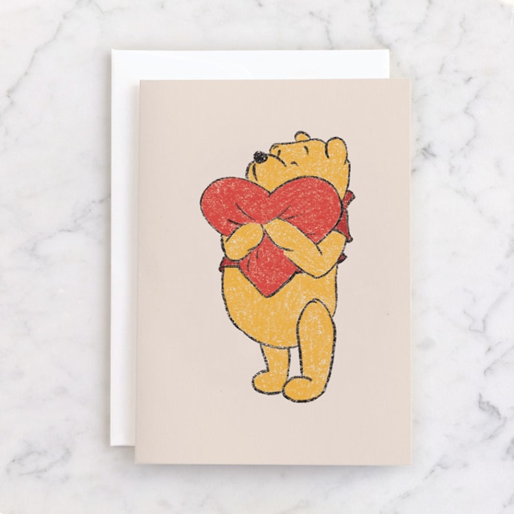 "Disney's Winnie the Pooh Love" - Single Greeting Cards in Cherry by Huefete - Front