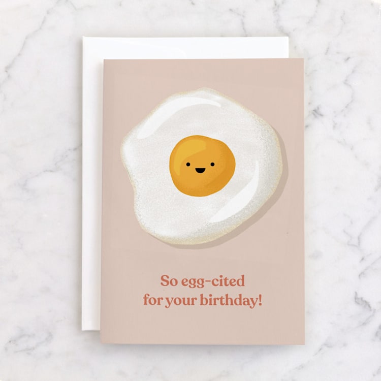 "Eggcellent Birthday" - Single Greeting Cards in Eggshell by Laura Bercovich - Front