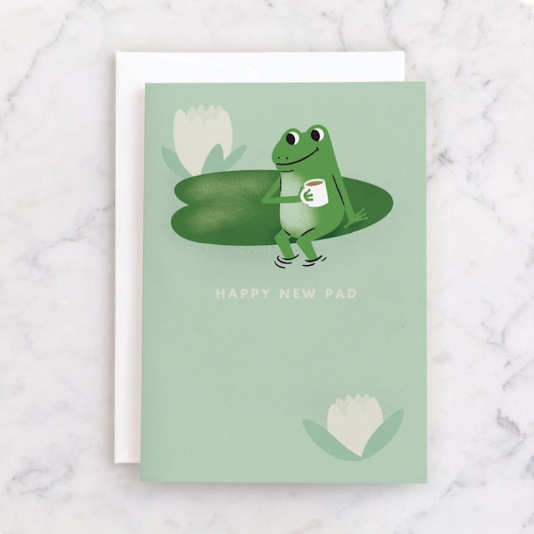 "New Pad" - Single Greeting Cards in Lily Pad by mo kelley - Front
