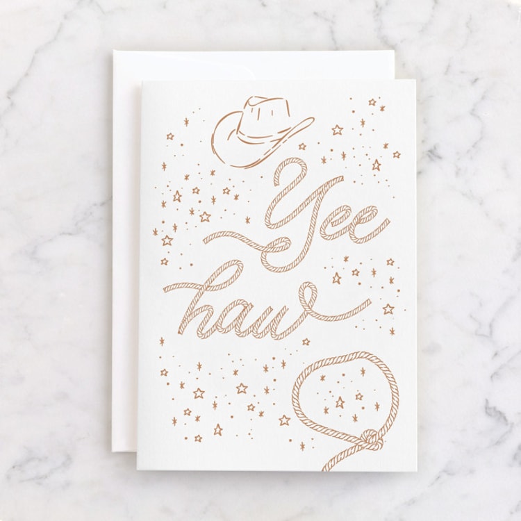 "Yeehaw" - Single Greeting Cards in Rope by Claudia Orengo - Front
