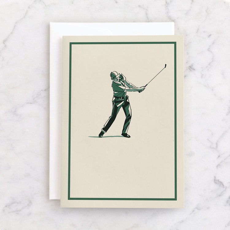 "Golf Time" - Single Greeting Cards in Cream by Becky Nimoy - Front