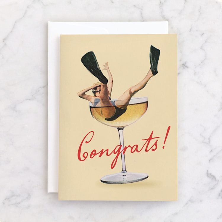 "Fintastic Congrats" - Single Greeting Cards in Champagne by Poppy and Ash - Front