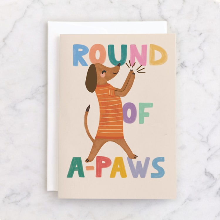 "Round of a-paws" - Single Greeting Cards in Sherbet by Creo Study - Front