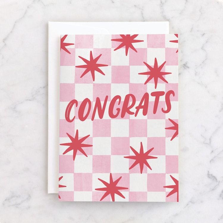 "Stars" - Single Greeting Cards in Raspberry by Maja Cunningham - Front