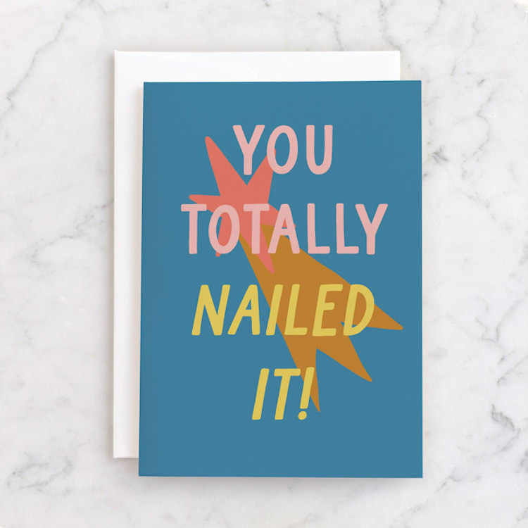 "Nailed It" - Single Greeting Cards in Cobalt by Morgan Kendall - Front