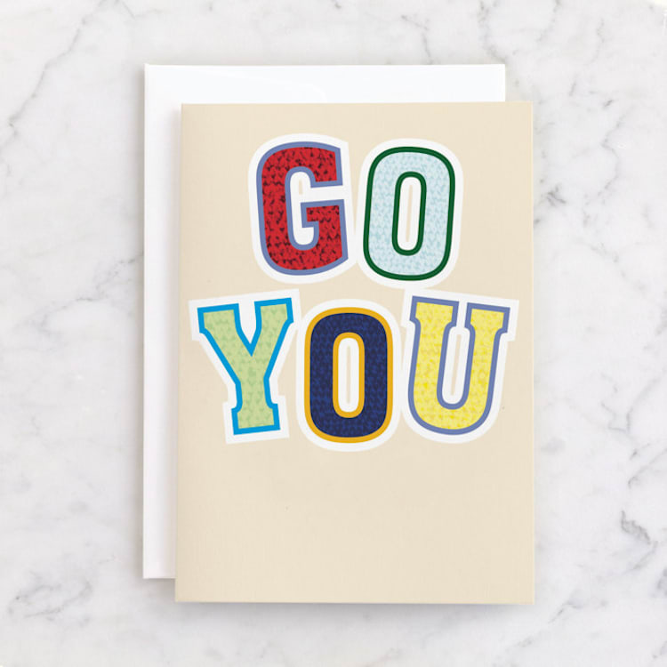 "Go You" - Single Greeting Cards in Buttercream by Baumbirdy - Front