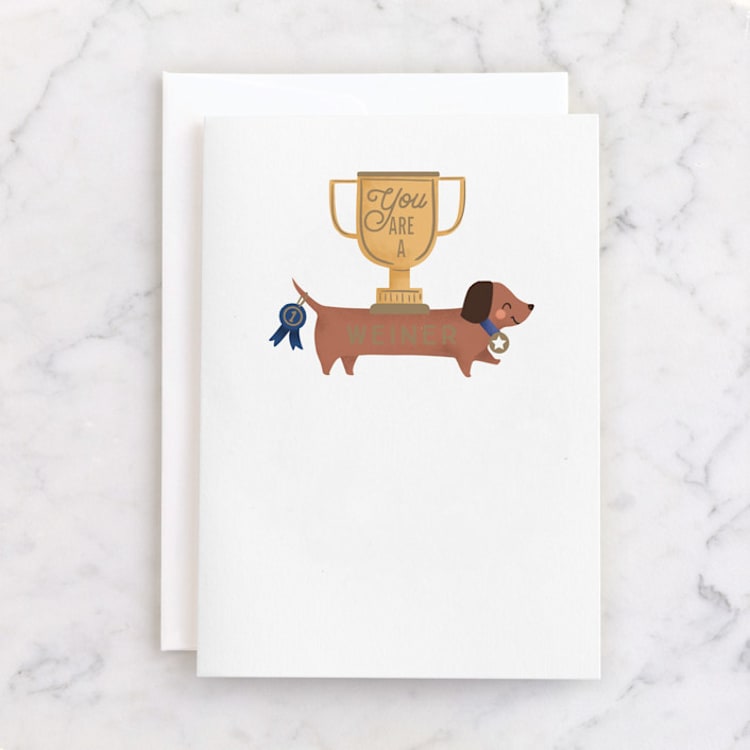 "Congrats Weiner" - Single Greeting Cards in Bone by Itsy Belle Studio - Front